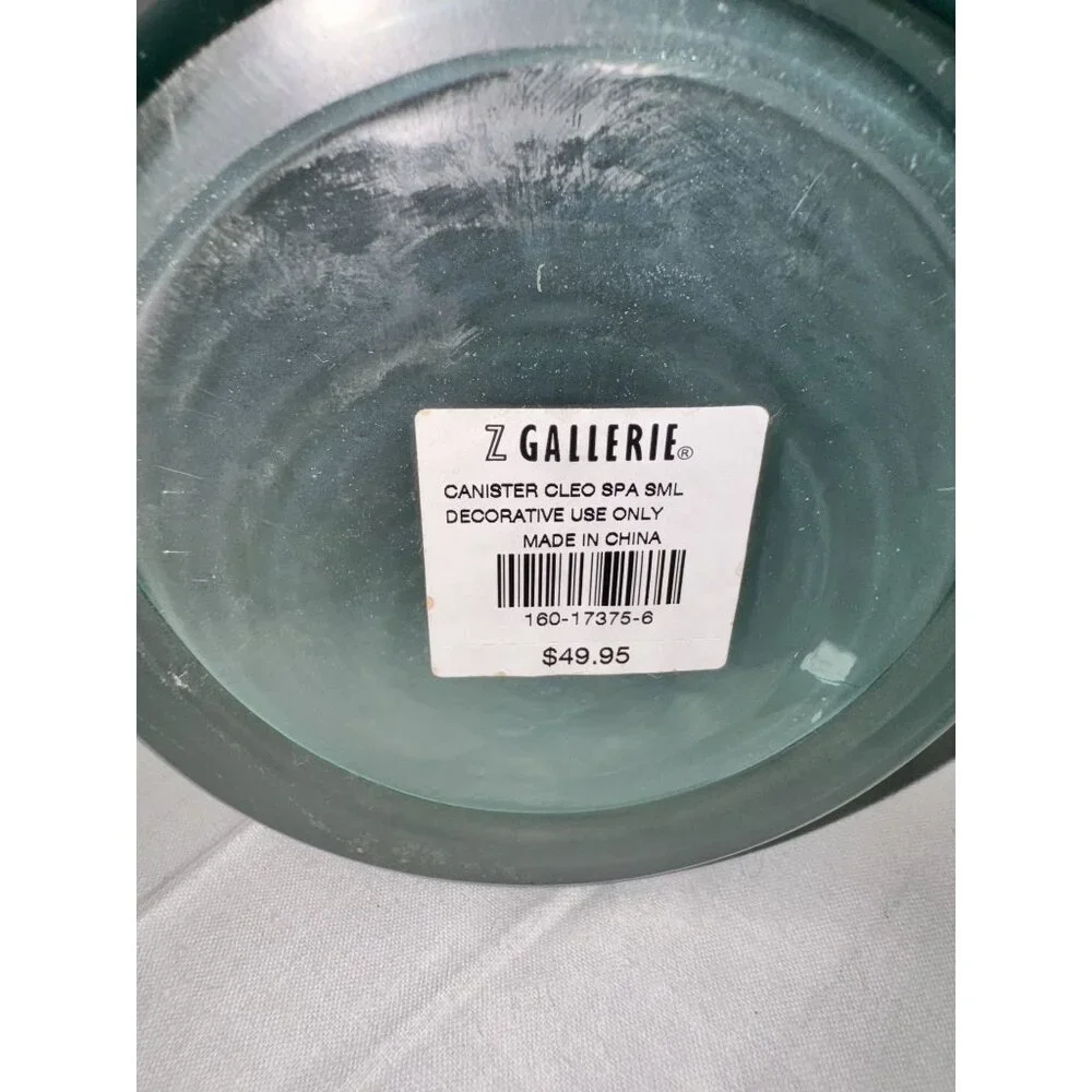 Frosted Glass Decorative Canister With Gold Accent - Z Gallerie Cleo Spa Small